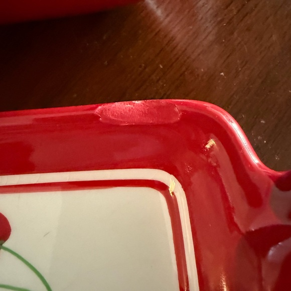 Red Cherry Ceramic Serving Trays - Picture 2 of 3